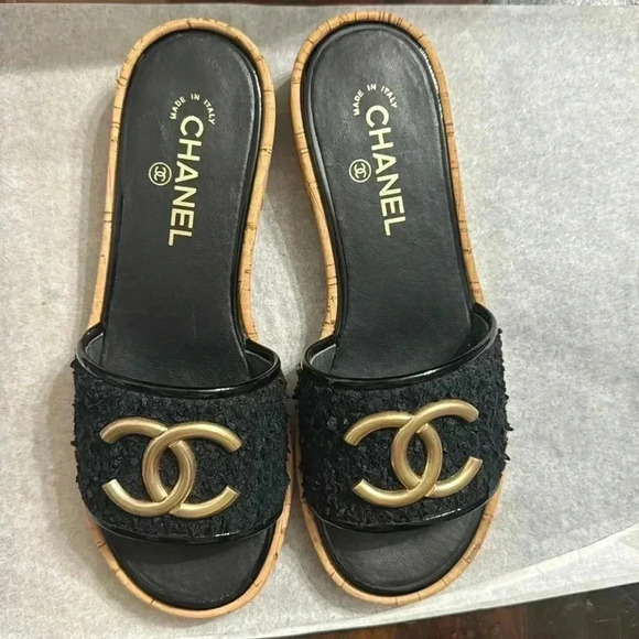 Chanel Tweed Cork CC Mule Sandal - Picture 5 of 7